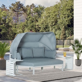 Outsunny 4-teiliges Gartenmöbel-Set mit Beistelltisch Dach Bank Balkonmöbel Set Sofa mit Kissen Outdoor Alumi