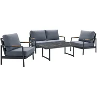Dehner Gartenlounge Brooklyn, 4-teilige Sitzgruppe mit 2-Sitzer-Sofa / 2