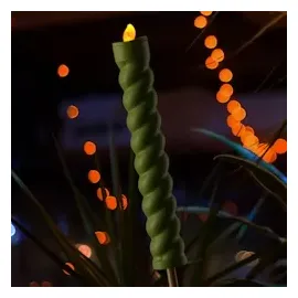 MARELIDA LED Solar Stabkerze Twist grün 106cm Fackel gedreht flackernd Deko Gartenstecker