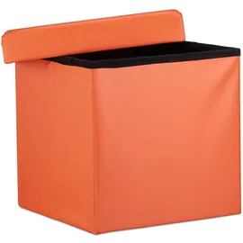 Relaxdays Faltbarer Sitzhocker, Kunstleder, Orange