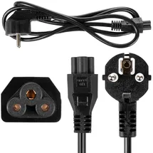 Maclean Brackets Maclean MCTV-857 Netzkabel 3-polig Kleeblatt 1,5m | Schutzkontaktstecker Typ F auf C5 Gerätebuchse | 90° gewinkelt | Stromkabel Schwarz | 250V Belastbarkeit (1,5m)