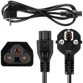 Maclean Brackets Maclean MCTV-857 Netzkabel 3-polig Kleeblatt 1,5m | Schutzkontaktstecker Typ F auf C5 Gerätebuchse | 90° gewinkelt | Stromkabel Schwarz | 250V Belastbarkeit (1,5m)