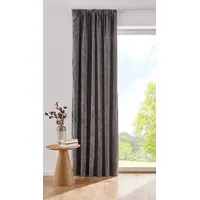 Gardinenbox Vorhang Thermo Chenille Dunkelgrau HxB 245x140 cm Schlaufenband Samtig Weich Verdunkelung, 2022500