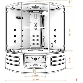 AcquaVapore Dampfdusche Whirlpool Dusche Duschkabine K70-WS-TH-EC 150x150cm