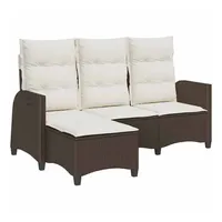 VidaXL Gartensofa mit Liegefunktion Kissen L-Form Braun Poly Rattan