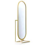 JV Möbel Ovaler Standspiegel 50 x 180 cm Gold