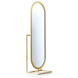 JV Möbel Ovaler Standspiegel 50 x 180 cm Gold