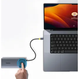 Baseus Metal Gleam Serie II 7-in-1 USB-C - USB-C PD100W / 2x USB-A / 2x HDMI 4K / USB-A 3.0 / USB-C 3.0, optimiert fr alle Gerteanforderungen Grau