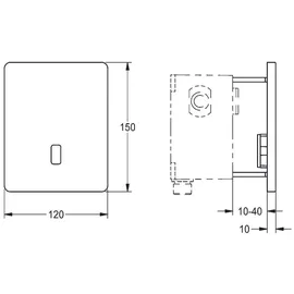 KWC AR Urinalspülarmatur, F5, elek., DN15, UP, Fertigbauset, für Batterie/Netzteil