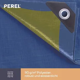 Perel Abdeckplane 6 x 8 m Blau/Khaki