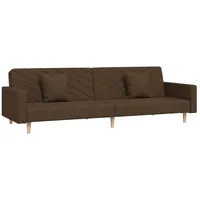 vidaXL Schlafsofa 2-Sitzer mit 2 Kissen Braun Stoff