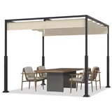 FIVMEN Pergola Gartenpavillon mit Schiebedach Terrassendachung aus Metall weiß 300 cm x 245 cm