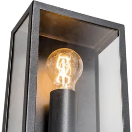 QAZQA Außenwandleuchte Edelstahl/Glas IP44 spritzwassergeschützt E27 schwarz