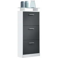 Vladon Schuhschrank, Schwarz, Holzwerkstoff, 46x128x23 cm, Garderobe, Schuhaufbewahrung, Schuhkipper
