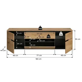 Möbel Boss Canu TV-Lowboard 55 x 184 x 44 cm Basalt grau Spanplatte