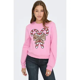 Only Weihnachtssweatshirt Sweatshirt Bonbon Print: Candy Rosa S