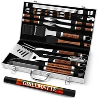 Luxuskollektion Grillbesteck Set aus Edelstahl 26 teilig grill zubehör