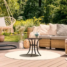 Relaxdays Gartentisch, antike Optik, wetterfest, Aluminiumguss, H x D: 53x53 cm, runder Balkontisch, schwarz/Bronze