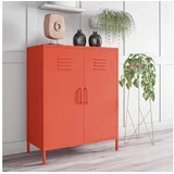 loft24 Mehrzweckschrank Cache Spind Schrank, 2 Türen, Metallschrank, modern, Industriestil orange