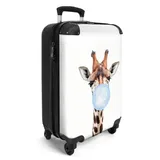 NoBoringSuitcases.com© Hartschalen-Trolley Giraffe - Kaugummi - Blau - Kinder 55x35x20cm, 4 Rollen, Kinder Koffer Klein, Trolley Handgepäck blau|bunt 35 cm x 55 cm x 20 cm