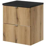 [en.casa] Waschbeckenunterschrank Skelbolu 50x60x40cm Eichenoptik/Schwarz [en.casa]