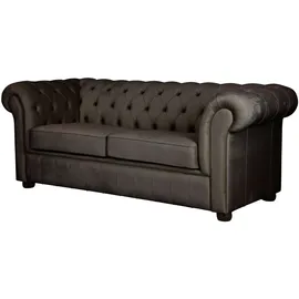 Home Affaire 3-Sitzer HOME AFFAIRE "CHARENTE, optionale Schlafsofa, Chesterfield-Sofa, Bettfunktion", braun, B:198cm H:74cm T:89cm, 100% Polyester, Sofas, mit edler Knopfheftung und typischen Armlehnen, B/T/H 198/89/74 cm