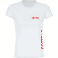 multifanshop Damen T-Shirt - Cottbus - Brust & Seite - Druck rot - Frauen