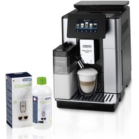 De'Longhi PrimaDonna Soul ECAM 612.55.SB Kaffeevollautomat mit LatteCrema Milchsystem & Bean Adapt Technologie, 18 Rezepte per Knopfdruck, Farbdisplay & App-Steuerung, Silber mit DLSC 500 Entkalker