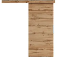 Schiebetür Komplettset 85x205 cm | Schiebetür mit modernem Design und flacher Abdeckung | Schiebetürsystem für platzsparende Raumgestaltung in Wohnzimmer, Küche oder Büro | Zimmertür | Eiche Wotan