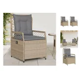 vidaXL Gartensessel 2 Stk. Verstellbar Beige Poly Rattan