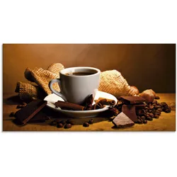 Artland Glasbild »Kaffeetasse Zimtstange Nüsse Schokolade«, Getränke, (1 St.), in verschiedenen Größen Artland Farbe Bild(er): braun