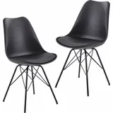 FineBuy 2er Set Esszimmerstuhl Küchenstuhl Kunstleder Design Polsterstuhl Stuhl