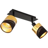 GLOBO Strahler, Schwarz, gold Metall, Kunststoff, Textil, 9x20.5x25 cm, Lampen - Leuchten, Leuchtenserien