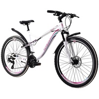 breluxx® 26 Zoll Damen Mountainbike FS Sport Nora, weiß pink, 21 Gang + Disk