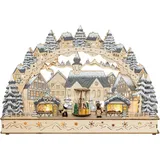 SIKORA LB94 beleuchteter XL LED Schwibbogen aus Holz mit drehender Pyramide, sanft beleuchtet für ein weihnachtlich festliches Zuhause - 2 Jahre Gewährleistung - mind. 14 Tage Rückgaberecht