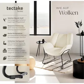 Tectake Sessel Kjeld Bouclé 73 x 72 x 81 cm Creme mit verstellbarer Rückenlehne
