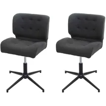 Mendler 2er-Set Esszimmerstuhl HWC-H42, Drehstuhl Stuhl, höhenverstellbar drehbar Stoff/Textil dunkelgrau, Fuß schwarz