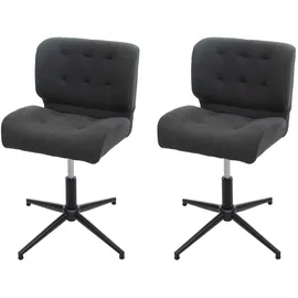 Mendler 2er-Set Esszimmerstuhl HWC-H42, Drehstuhl Stuhl, höhenverstellbar drehbar Stoff/Textil dunkelgrau, Fuß schwarz
