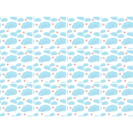 Queence Fliesenaufkleber Wolken Sticker 12er Set blau rosa 15cm x 15cm