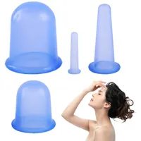 4 Silikon-Schröpfgeräte, Massage-Saugnäpfe, Silikon-Massage-Cups, wiederverwendbare Massage-Saugnäpfe, Beauty-Massage-Zubehör, geeignet für Körpermassage und Schönheitspflege (blau)