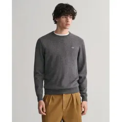 Gant für Herren. 87211 Pullover mit rundem Halsausschnitt aus sehr feiner grauer Schafswolle (M), Lässig