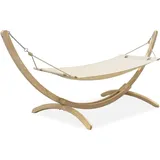 Konsimo Konsimo® Hängematte mit Gestell "CORRELO", beige, holz, Textil, 395x143x145 cm, Hergestellt in Europa, Gartenmöbel, Hängematten