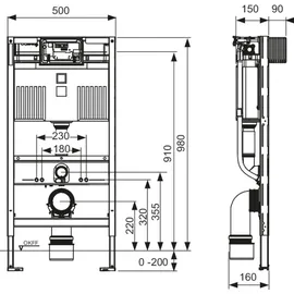 TECE profil WC-Modul mit Uni-Spülkasten, Bauhöhe 980mm 9300322