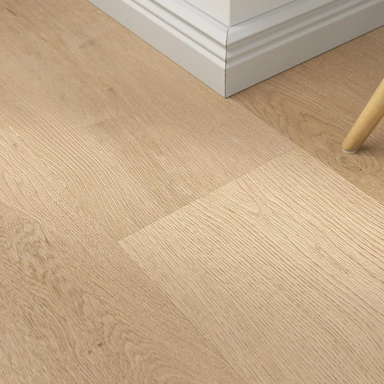 Klebe-Vinyl Plain Oak Beige – inkl. Dämmung & Fußleisten