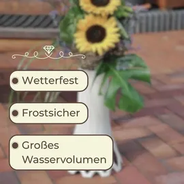 GarPet Grabvase mit Sockel Friedhofvase Grab Vase Friedhof Wetterfest Grabschmuck Vase für Grab Grabdekoration Grabvase Kunststoff Frostsicher Blumenvase... - Grau