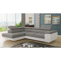 Sofnet Ecksofa Caris mit Schlaffunktion und einstellbare Kopfstützen, Wohnlandschaft mit Bettkasten, Couch, Sofa (Weiß + Grau (Soft 017 + Sawana 21),