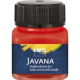 Kreul Javana Stoffmalfarbe für helle und dunkle Stoffe, 20 ml Glas rot, brillante Farbe auf Wasserbasis, pastoser Charakter, zum Stempeln und Schablonieren, nach Fixierung waschecht