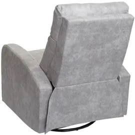 Mendler Fernsehsessel HWC-A54 Premium, Relaxsessel Schaukelstuhl Wippfunktion, drehbar ~ Stoff/Textil hellgrau