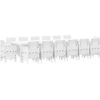 Garten Essgruppe 15 pcs Weiß Polt Rattan - Weiß