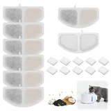WOKICOR Katzenbrunnen Filter 16 Stück Ersatzfilter, für Oneisall 2.5L Trinkbrunnen Katze, Dreifach Aktivkohlefilter mit Schwammfilter, Filter Trinkbrunnen Katzen, kompatibel Katzenbrunnen Zubehör
